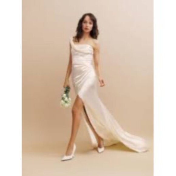 Reformation Else Ivory Silk Wedding Dress Size 6 - Picture 3 of 9